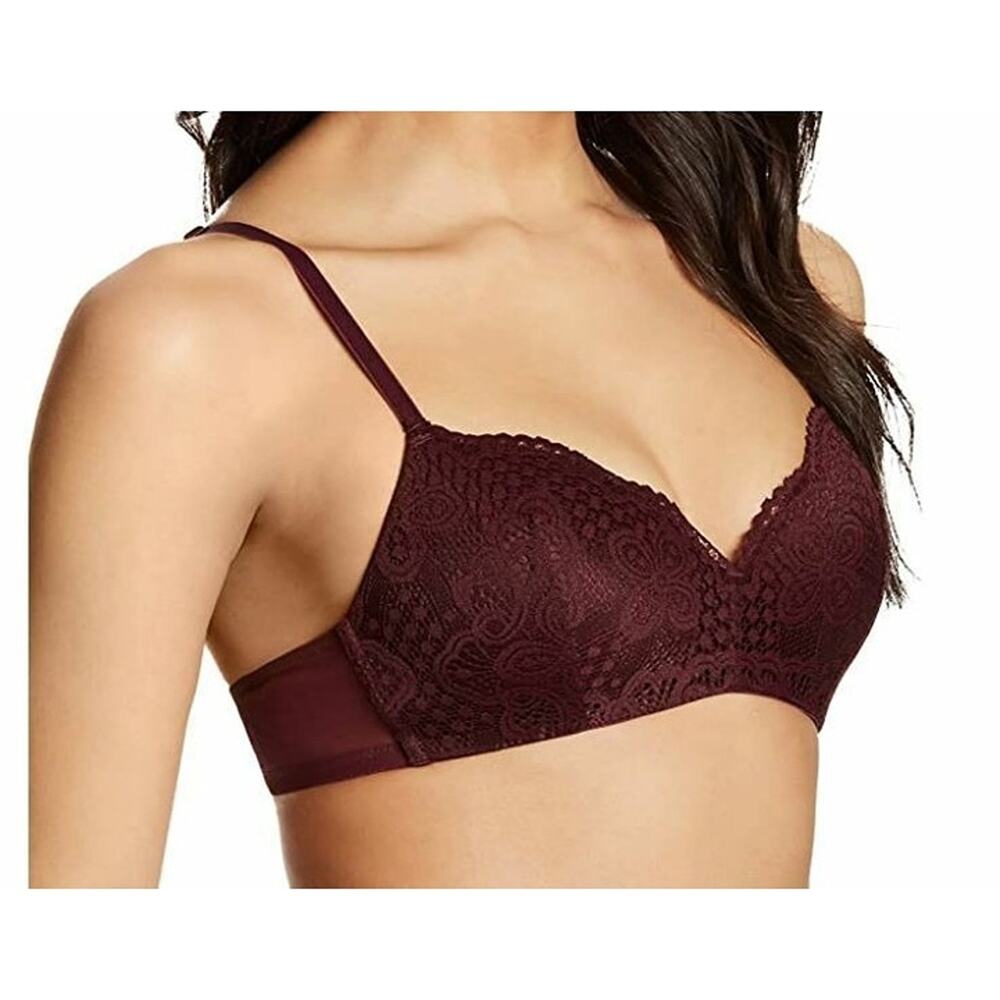 MAIDENFORM XL Pure Comfort Wireless Push-Up Bra Rich Maroon Size XL DM7680